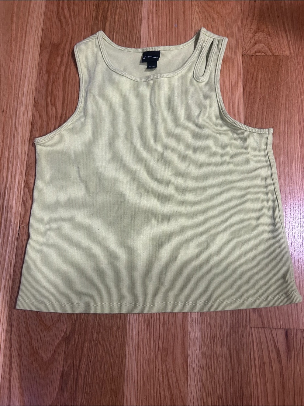 Simple Ribbed Tank Top - Pale Yellow